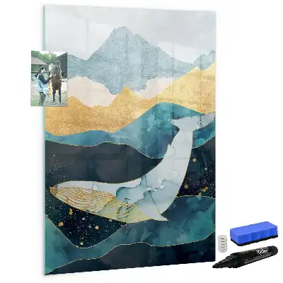 Magnetic writing board marble whale design