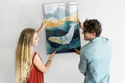 Magnetic writing board marble whale design