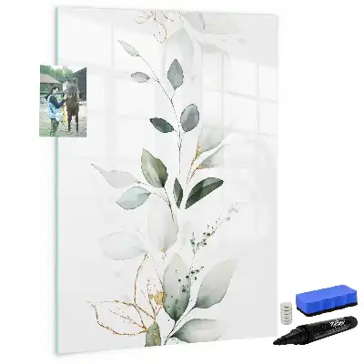 Magnetic erase board reed leaves design