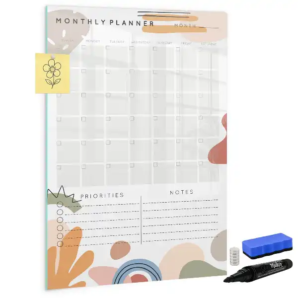 Monthly planner magnetic erase board