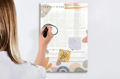 Monthly planner magnetic erase board