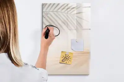 Magnetic writing board palm leaf shadow design