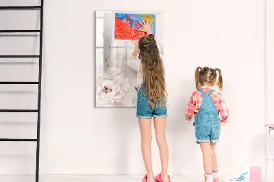 Magnetic dry erase board with peonies design