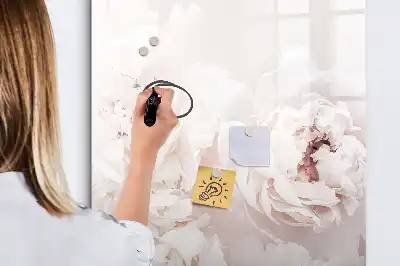 Magnetic dry erase board with peonies design