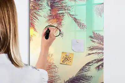 Magnetic writing board tropical palm design