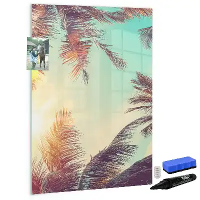 Magnetic writing board tropical palm design