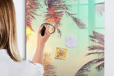 Magnetic writing board tropical palm design