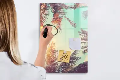 Magnetic writing board tropical palm design