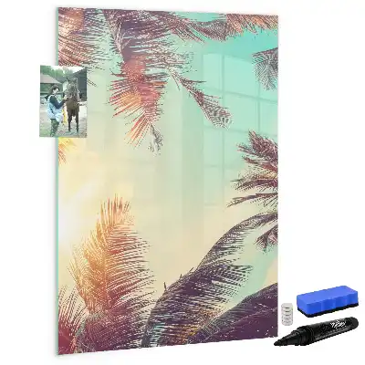 Magnetic writing board tropical palm design
