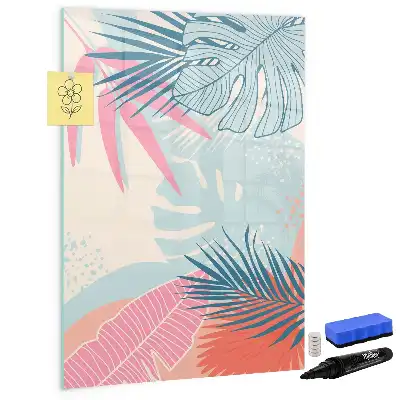 Magnetic erase board pastel leaves design