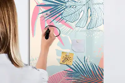 Magnetic erase board pastel leaves design