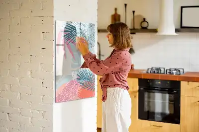 Magnetic erase board pastel leaves design