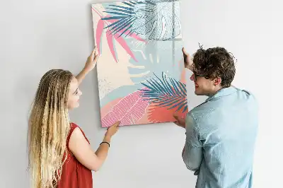Magnetic erase board pastel leaves design