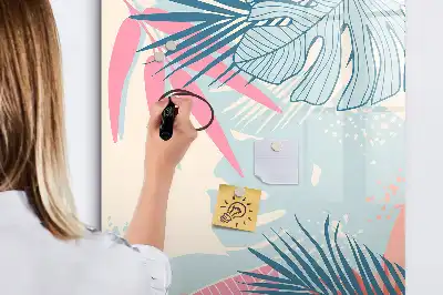 Magnetic erase board pastel leaves design