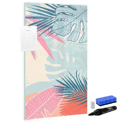 Magnetic erase board pastel leaves design