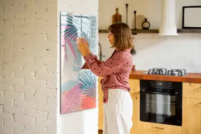 Magnetic erase board pastel leaves design