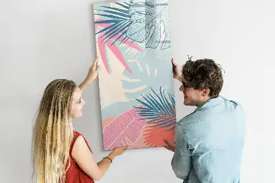 Magnetic erase board pastel leaves design