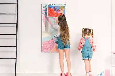 Magnetic erase board pastel leaves design