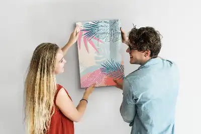 Magnetic erase board pastel leaves design