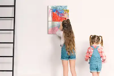 Magnetic erase board pastel leaves design