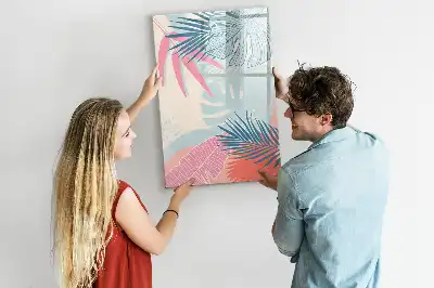 Magnetic erase board pastel leaves design