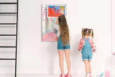 Magnetic erase board pastel leaves design