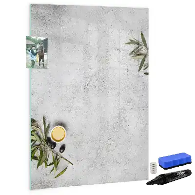 Magnetic writing board concrete and olives finish
