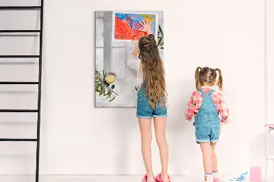 Magnetic writing board concrete and olives finish