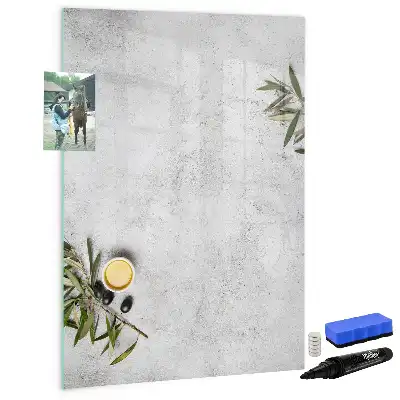 Magnetic writing board concrete and olives finish