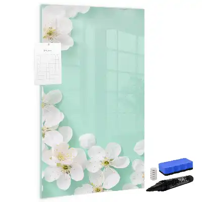 Magnetic dry erase board blooming flowers design