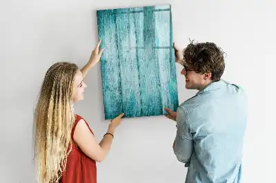 Magnetic dry erase board with a blue wood frame