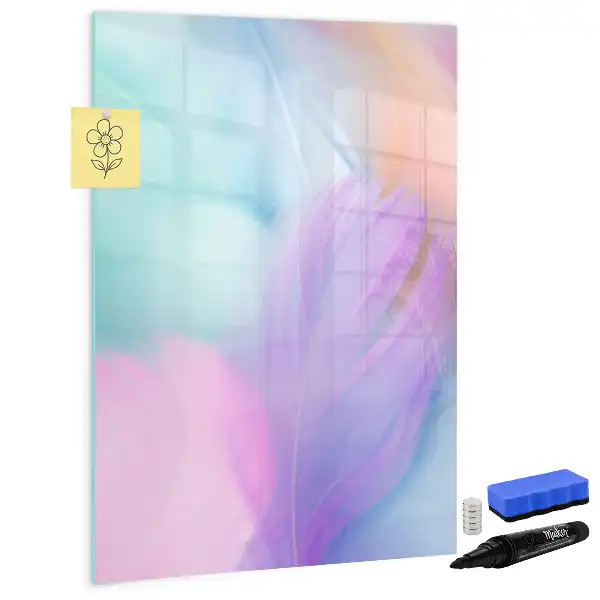 Magnetic writing board pastel feathers pattern
