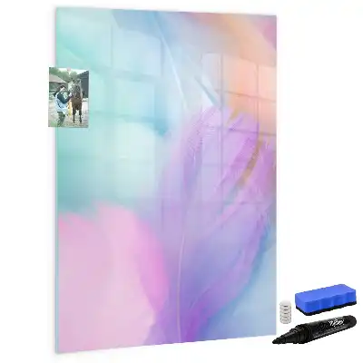 Magnetic writing board pastel feathers pattern