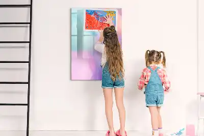 Magnetic writing board pastel feathers pattern