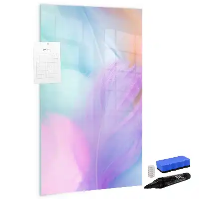 Magnetic writing board pastel feathers pattern