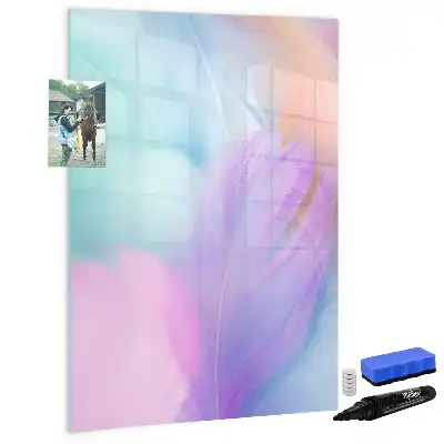 Magnetic writing board pastel feathers pattern