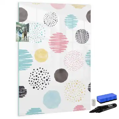 Magnetic writing board colorful circles design