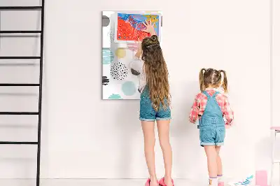Magnetic writing board colorful circles design