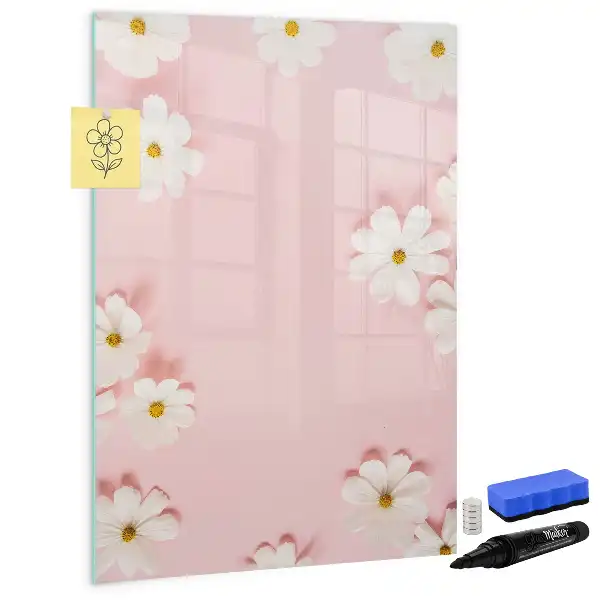 Magnetic erase board with a flowers design