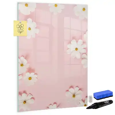 Magnetic erase board with a flowers design