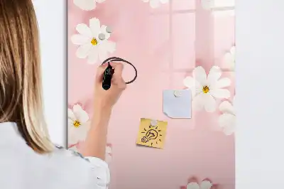 Magnetic erase board with a flowers design