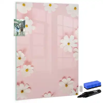 Magnetic erase board with a flowers design