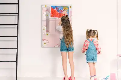 Magnetic erase board with a flowers design