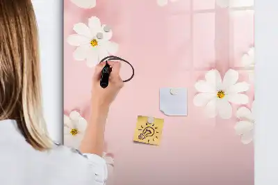 Magnetic erase board with a flowers design