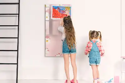 Magnetic erase board with a flowers design