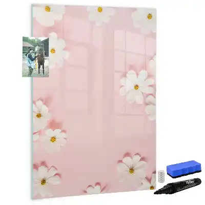 Magnetic erase board with a flowers design