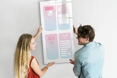 Magnetic dry erase board unicorn planner