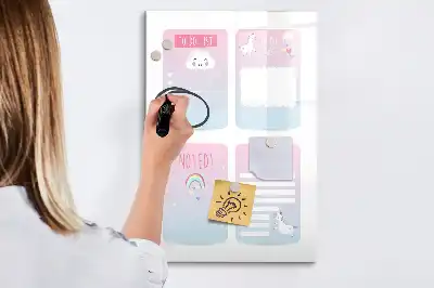 Magnetic dry erase board unicorn planner