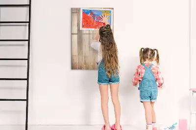Magnetic writing board with a light wooden frame