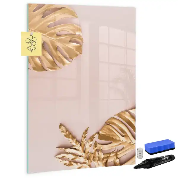 Magnetic erase board with gold leaves design